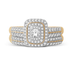 1ct TDW Diamond Halo Bridal Ring Set