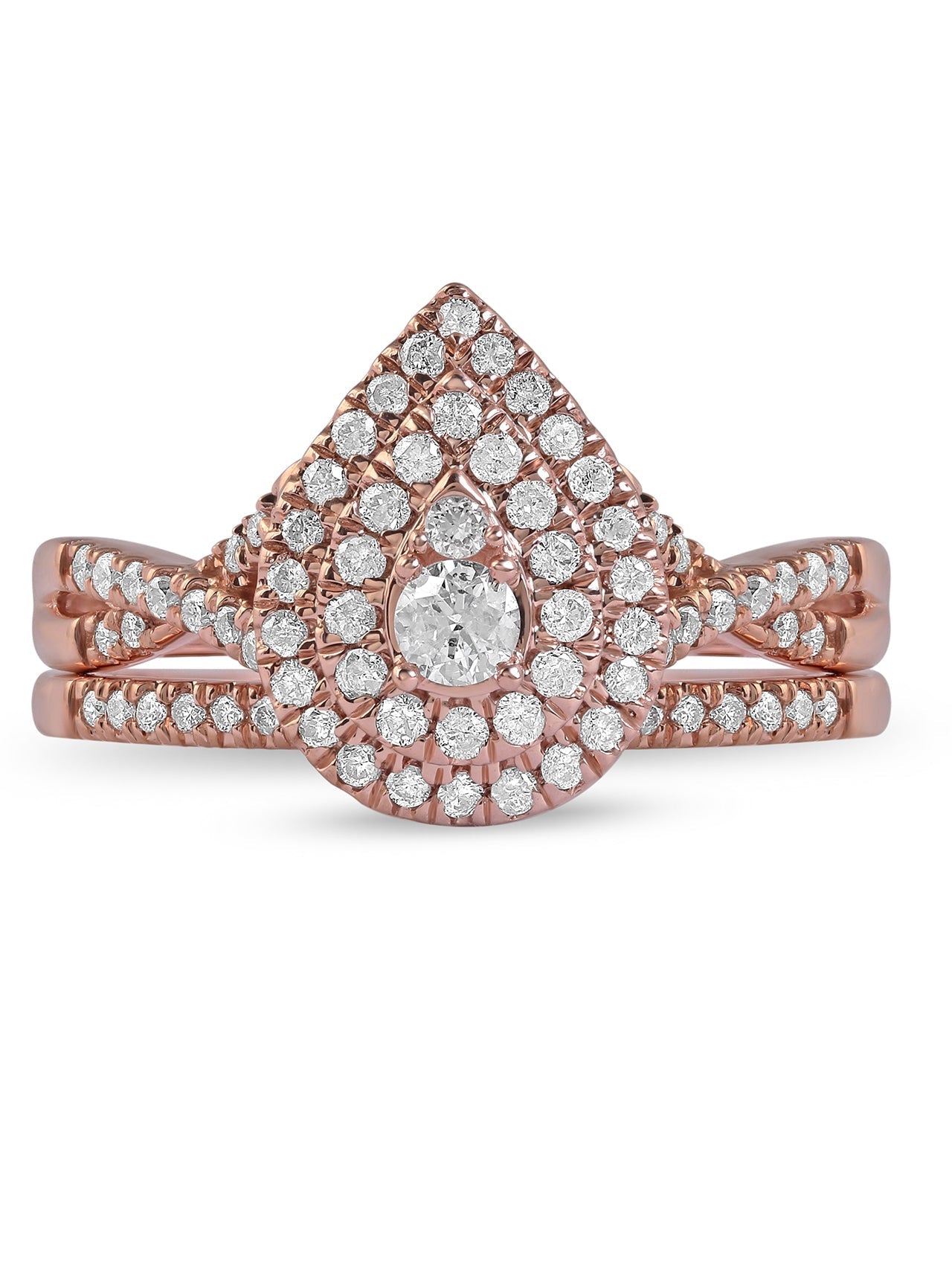  May & June 1/2ct TDW Diamond Double Halo Bridal Ring Set - Pink - Bonton