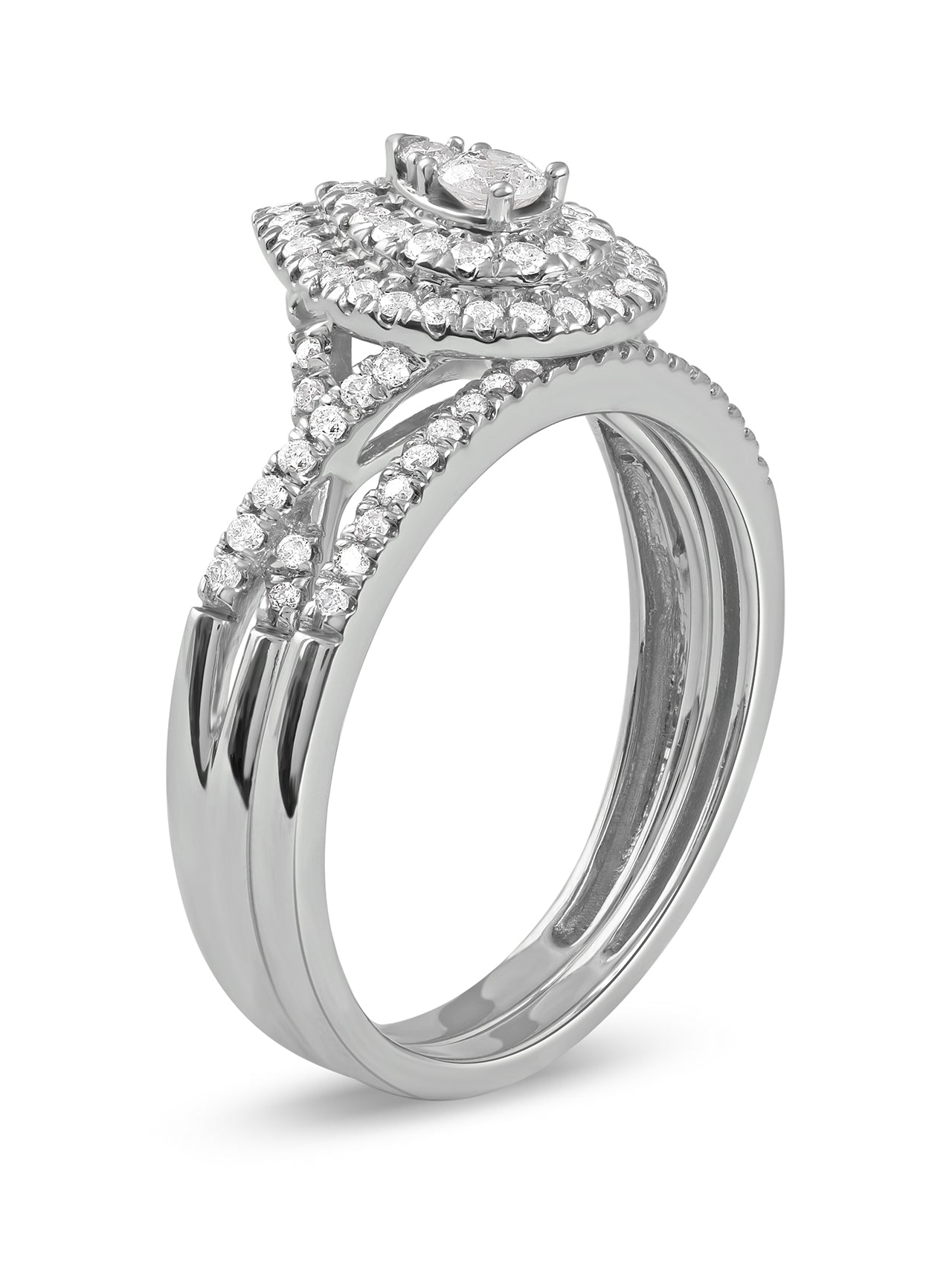  May & June 1/2ct TDW Diamond Double Halo Bridal Ring Set - White - Bonton