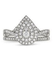 1/2ct TDW Diamond Double Halo Bridal Ring Set