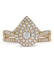 1/2ct TDW Diamond Double Halo Bridal Ring Set