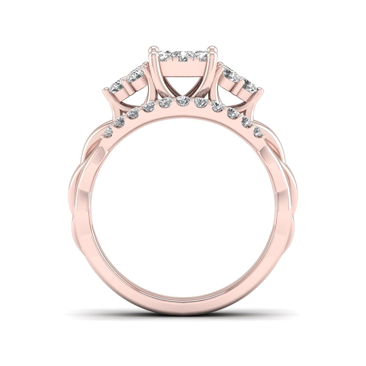  May & June 5/8ct TDW Diamond Cluster Bridal Ring Set - Pink - Bonton