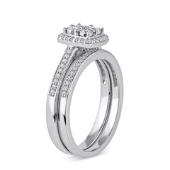 1/4-ct TDW Diamond Cluster Halo Ring Set