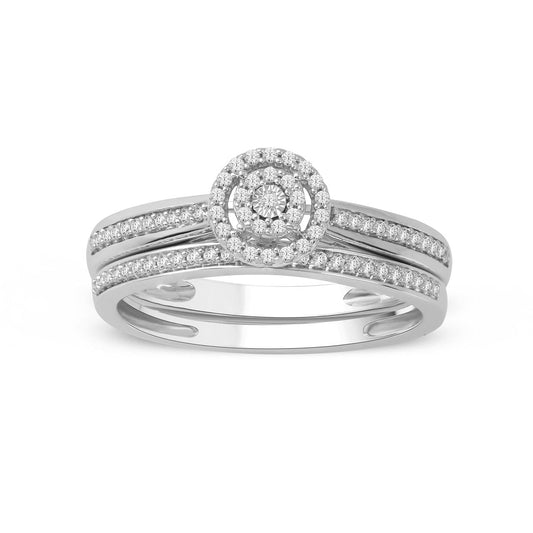 1/10ct TDW Diamond Cluster Bridal Ring Set Ring