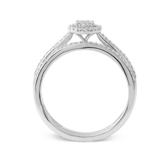 1/10ct TDW Diamond Cluster Bridal Ring Set Ring