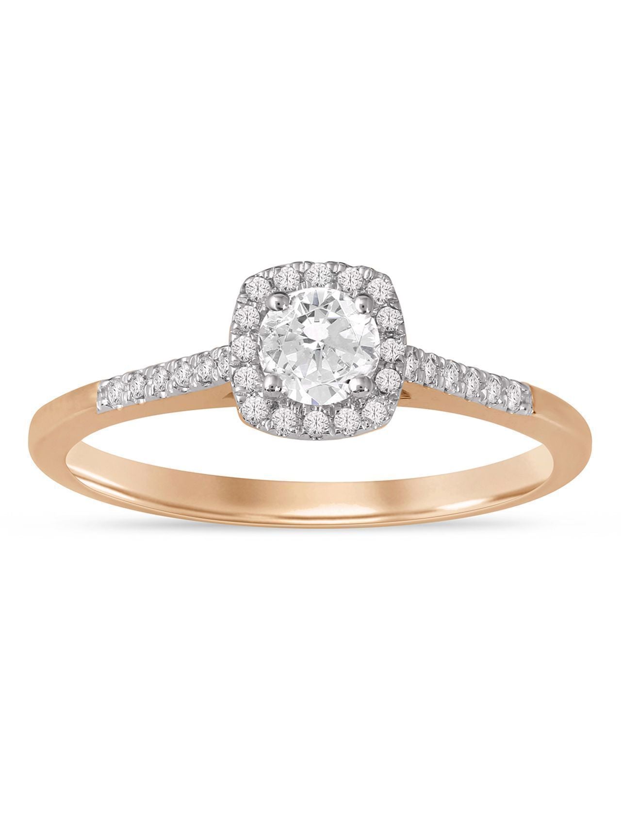  May & June 1/2ct TDW Diamond Halo Engagement Ring - Pink - Bonton