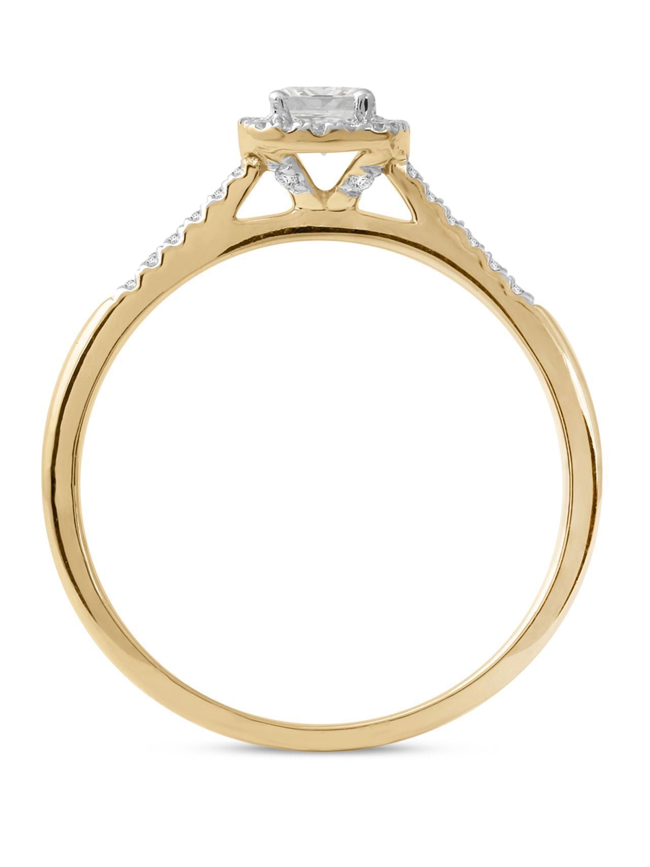  May & June 1/2ct TDW Diamond Halo Engagement Ring - Yellow - Bonton