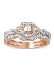 1/3ct TDW Diamond Halo Bridal Ring Set