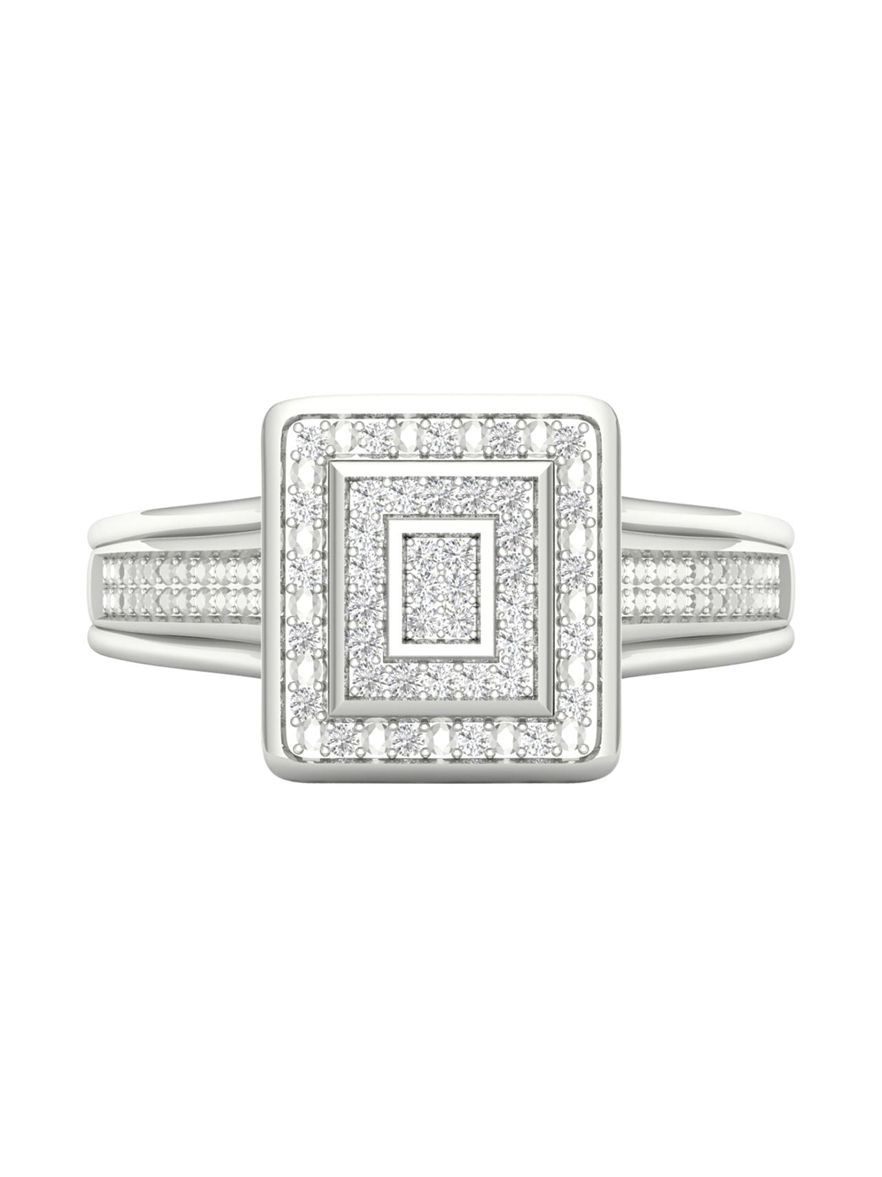  May & June 1/10ct TDW Diamond Double Halo Ring - White - Bonton