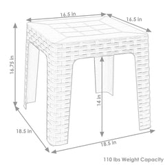 18" Square Polypropylene Patio Side Table