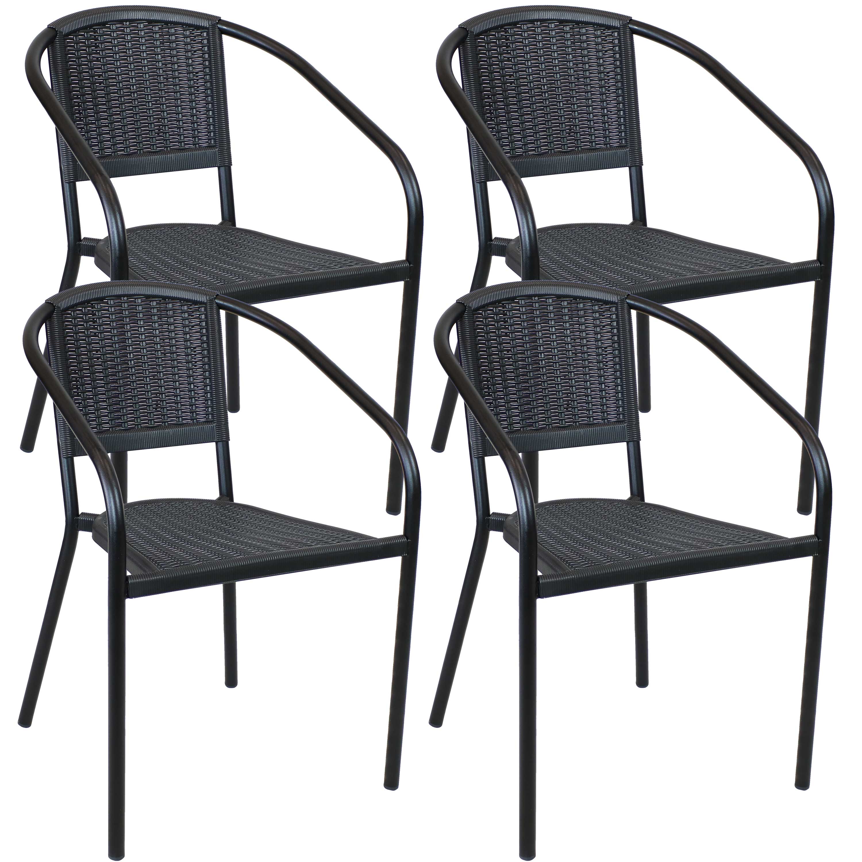  Sunnydaze Decor Steel Frame and Polypropylene Seat and Back Aderes Patio Arm Chair - Black/Black - Bonton