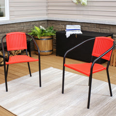 Steel Frame and Polypropylene Seat and Back Aderes Patio Arm Chair