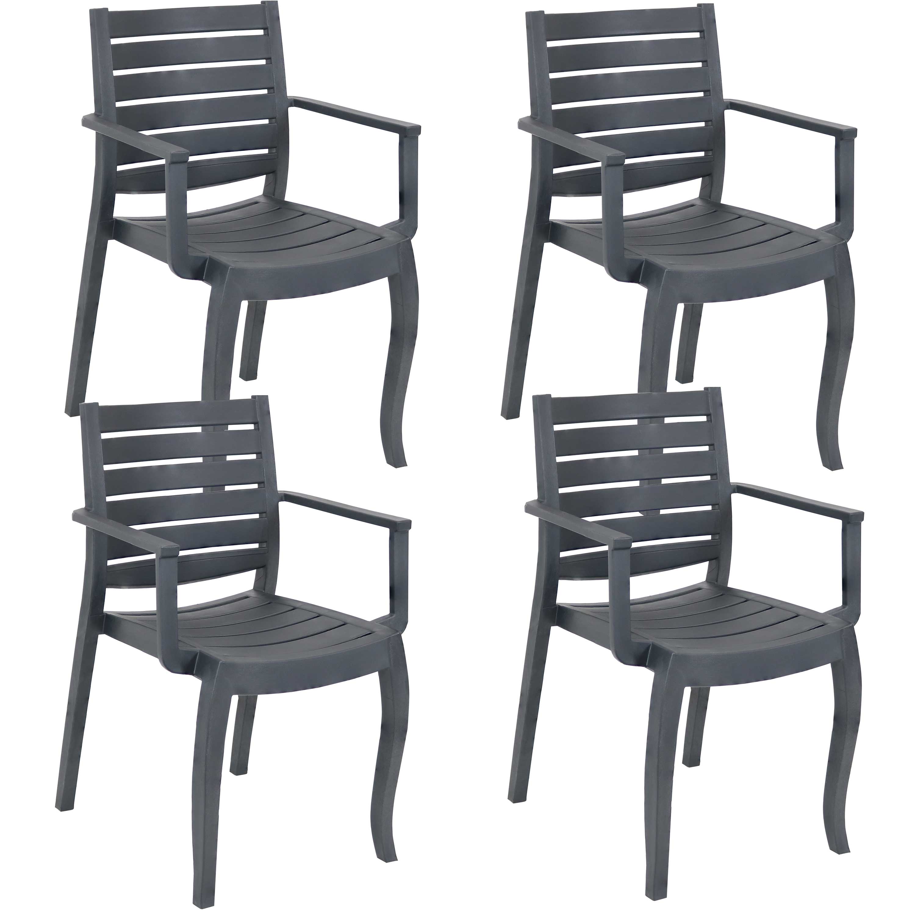  Sunnydaze Decor Illias Polypropylene Stackable Patio Arm Chair - Gray - Bonton