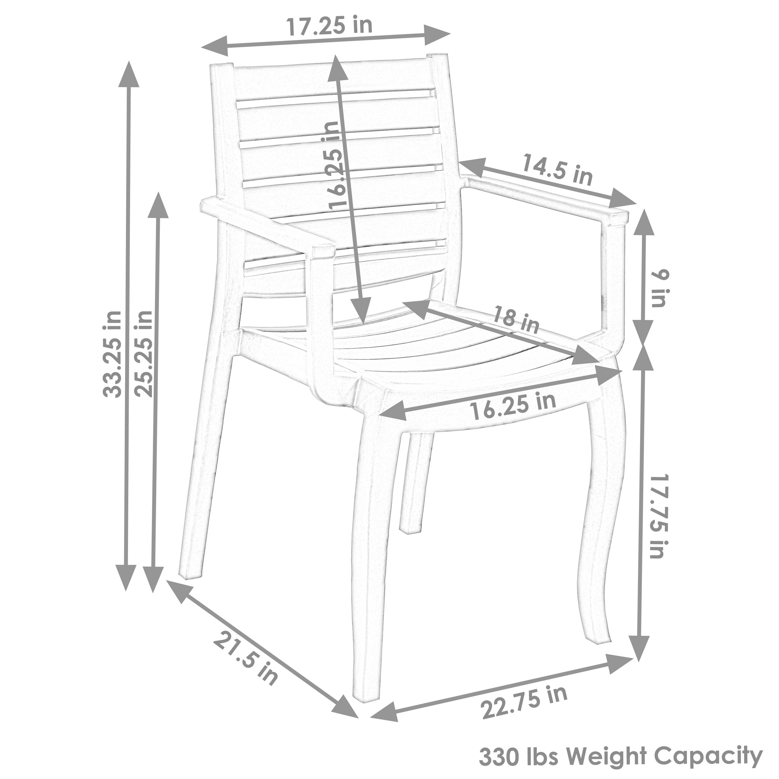  Sunnydaze Decor Illias Polypropylene Stackable Patio Arm Chair - Gray - Bonton