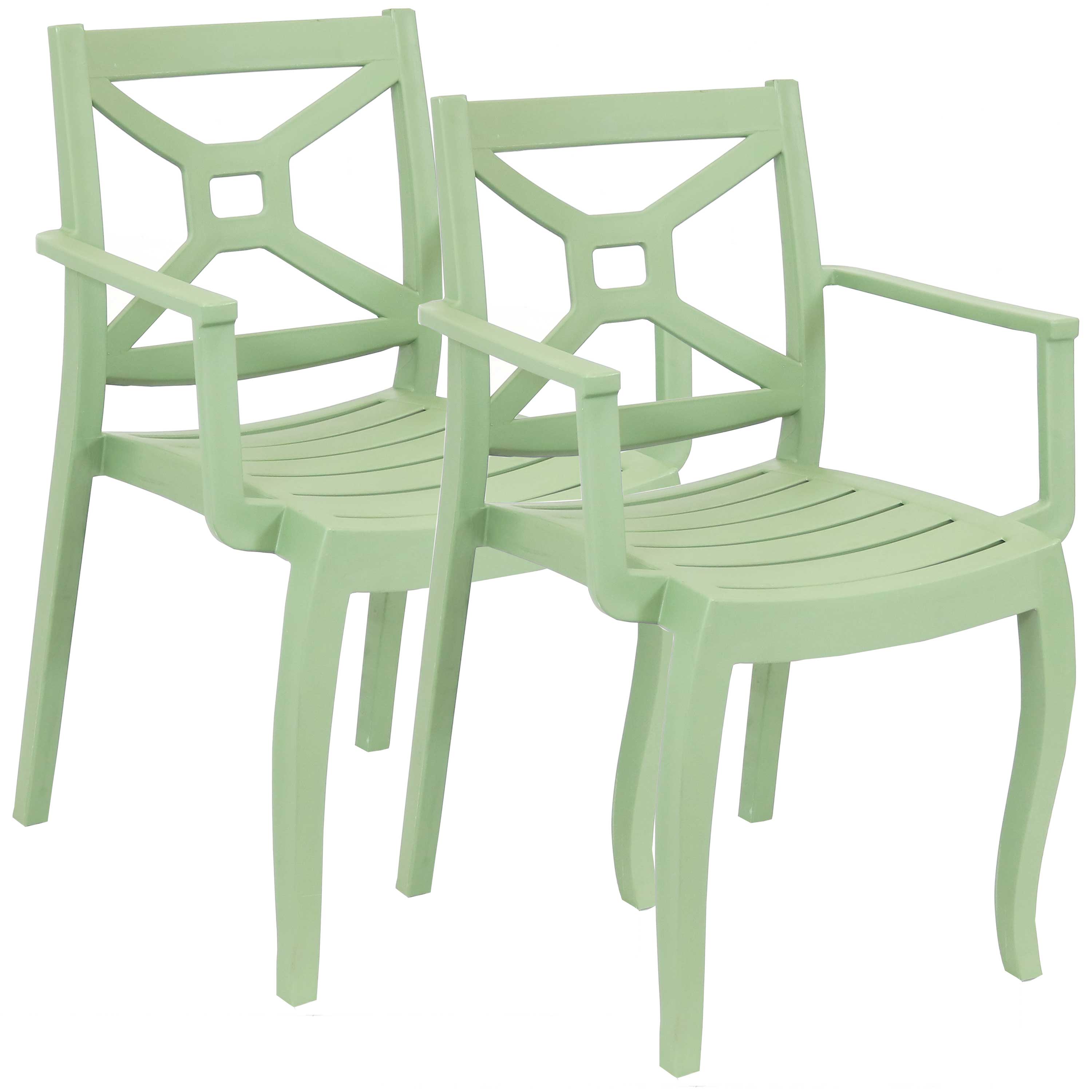  Sunnydaze Decor Tristana Polypropylene Stackable Patio Arm Chair - Green - Bonton