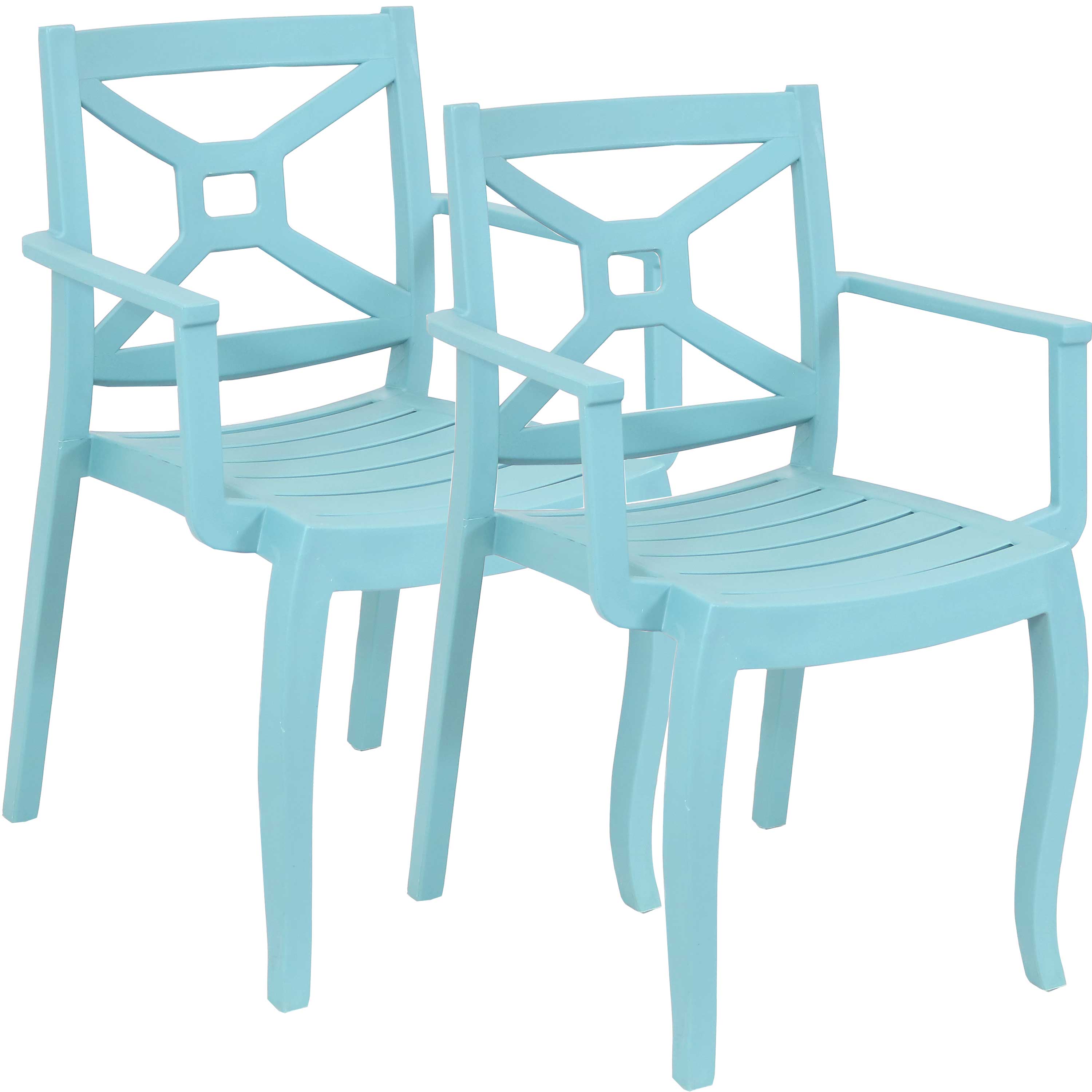  Sunnydaze Decor Tristana Polypropylene Stackable Patio Arm Chair - Blue - Bonton