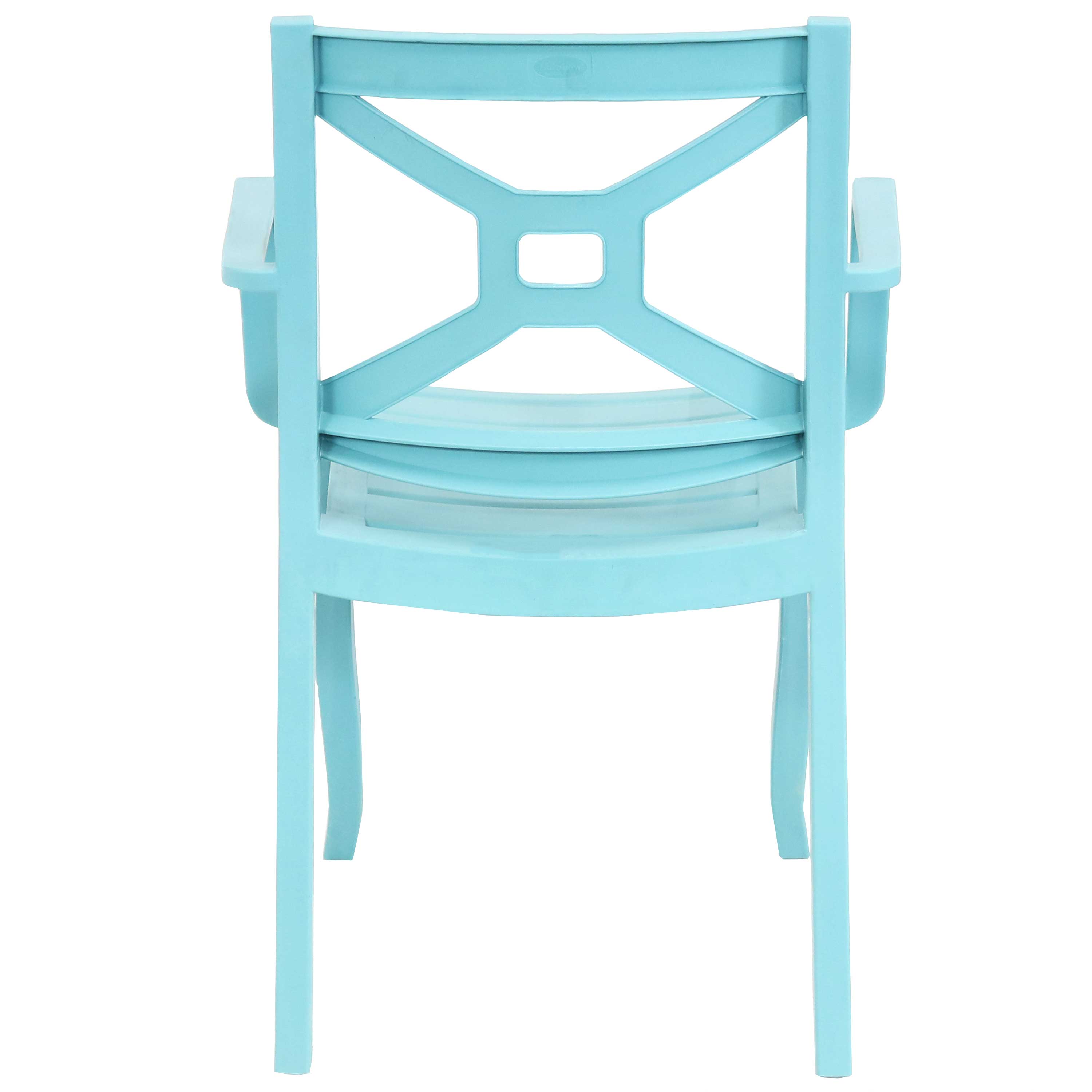  Sunnydaze Decor Tristana Polypropylene Stackable Patio Arm Chair - Blue - Bonton