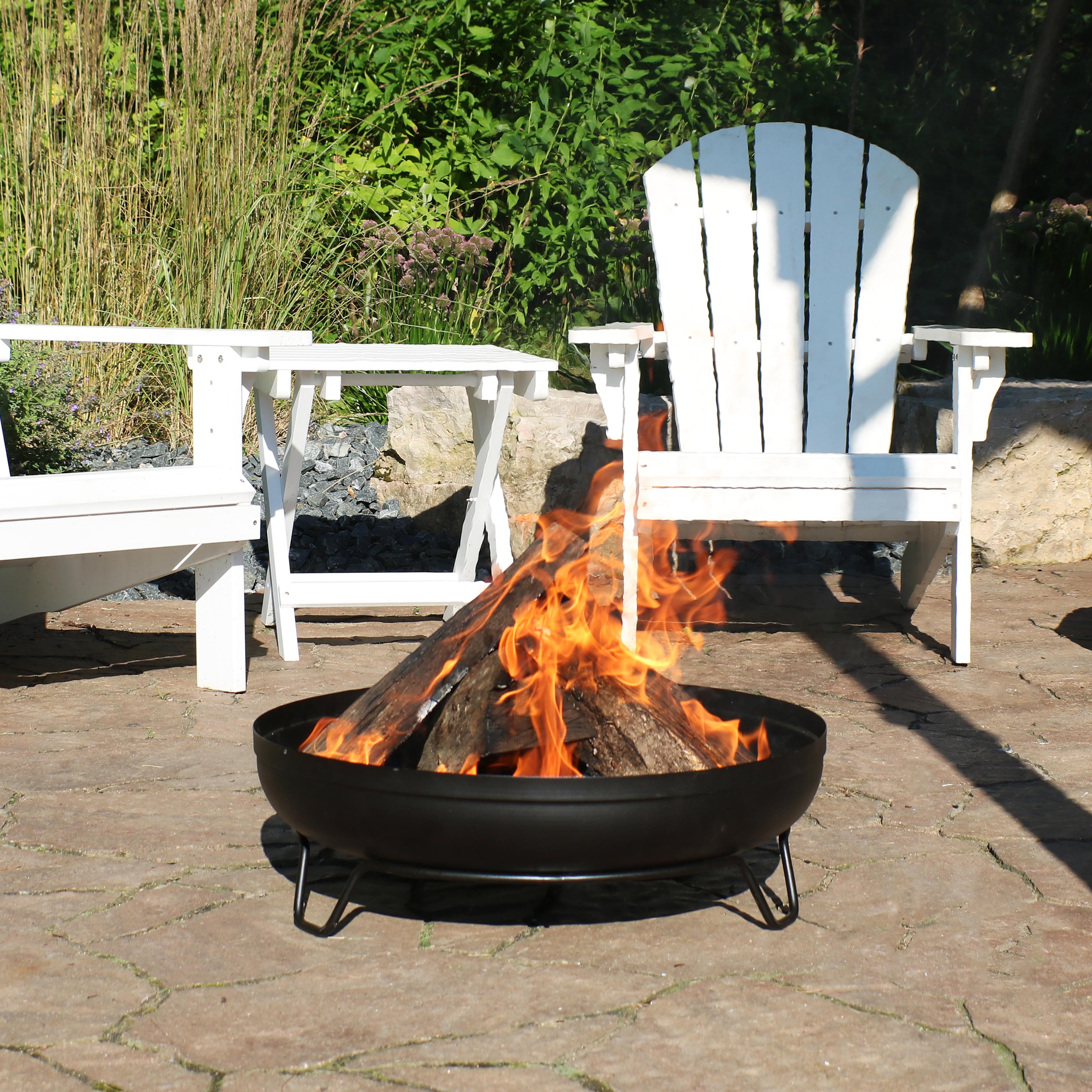  Sunnydaze Decor Camping or Backyard Steel with Heat-Resistant Finish Fire Pit Bowl on Stand - 23