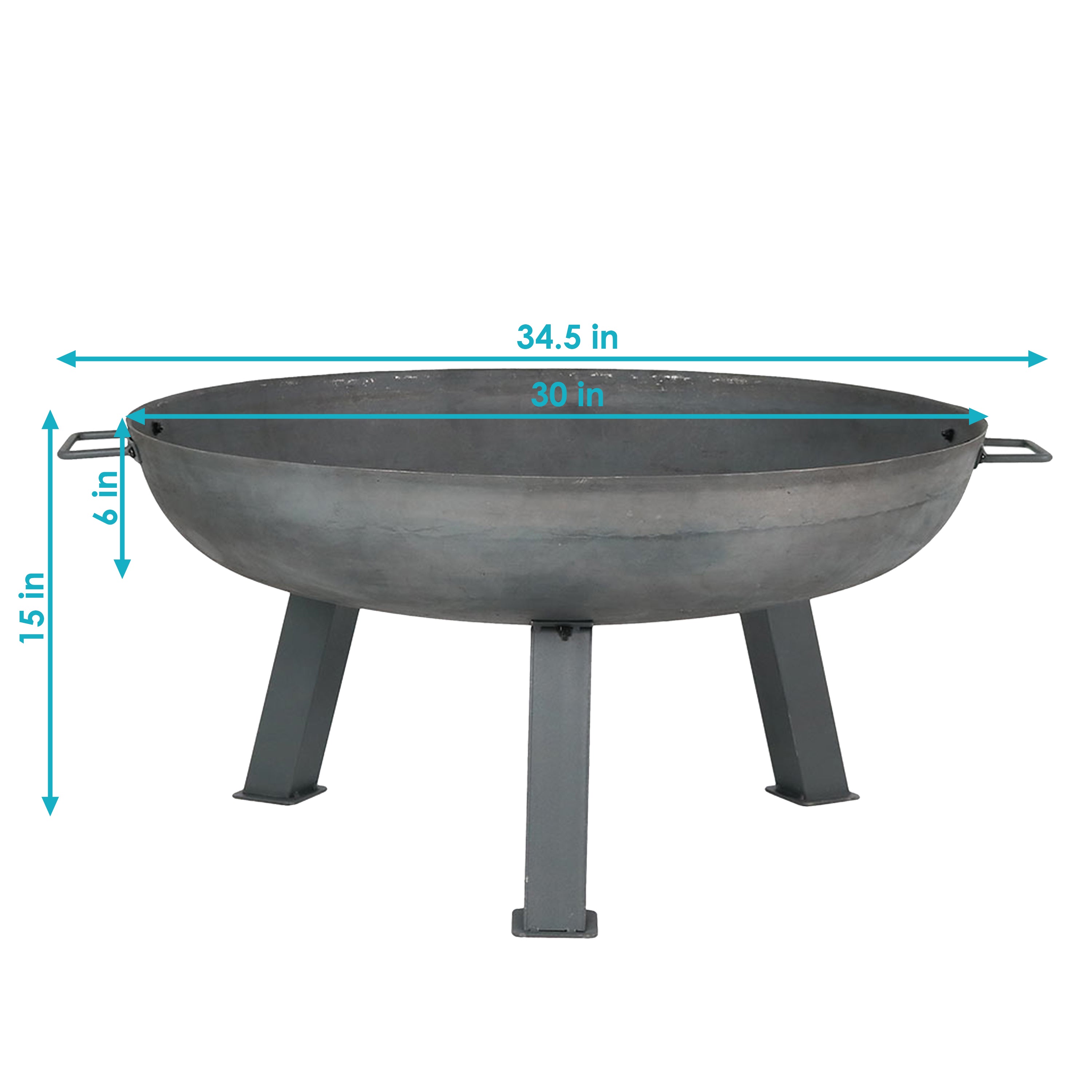  Sunnydaze Decor Camping or Backyard Round Cast Iron Rustic Fire Pit Bowl with Handles - Steel - Steel - Bonton