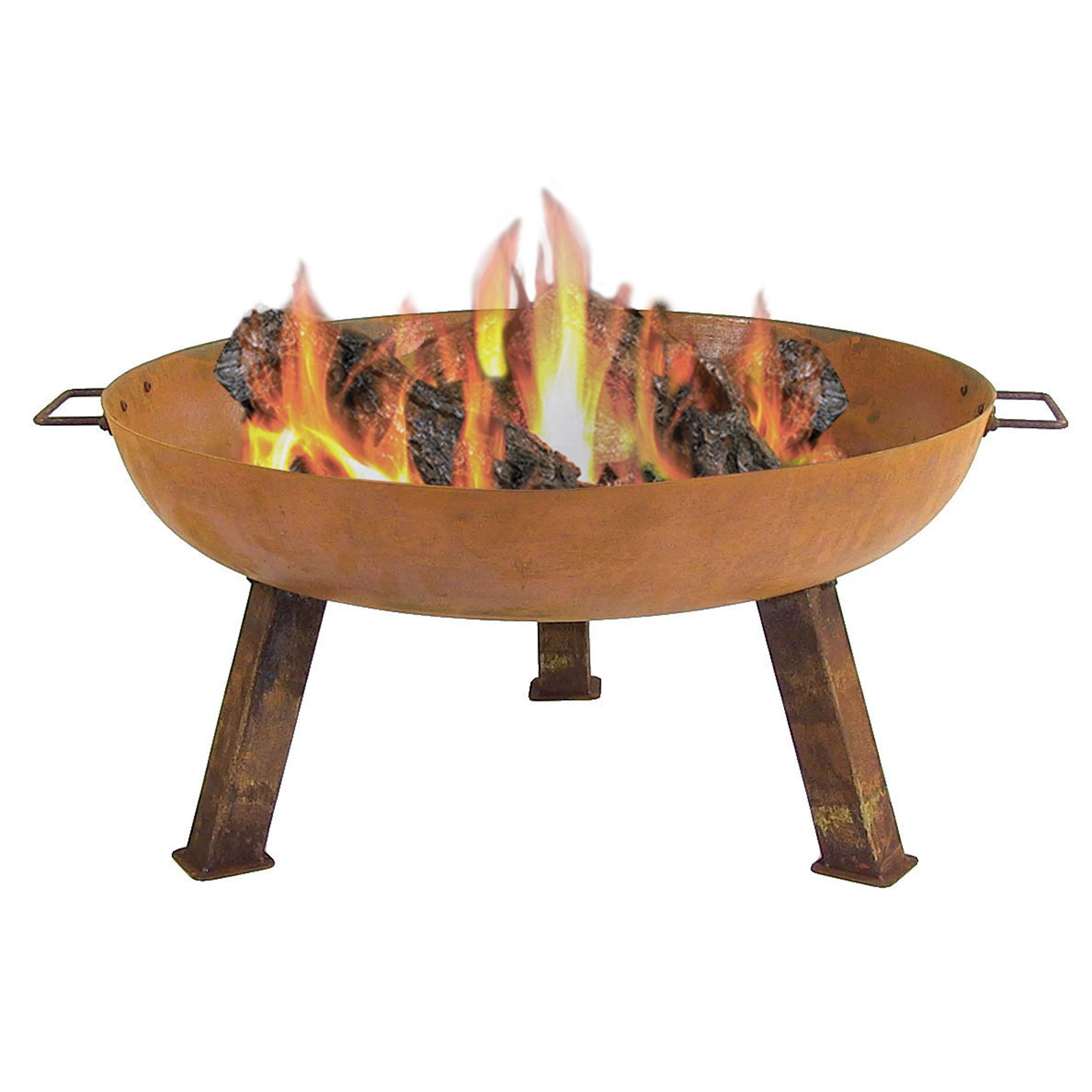  Sunnydaze Decor Camping or Backyard Round Cast Iron Rustic Fire Pit Bowl with Handles - Rust - Bonton