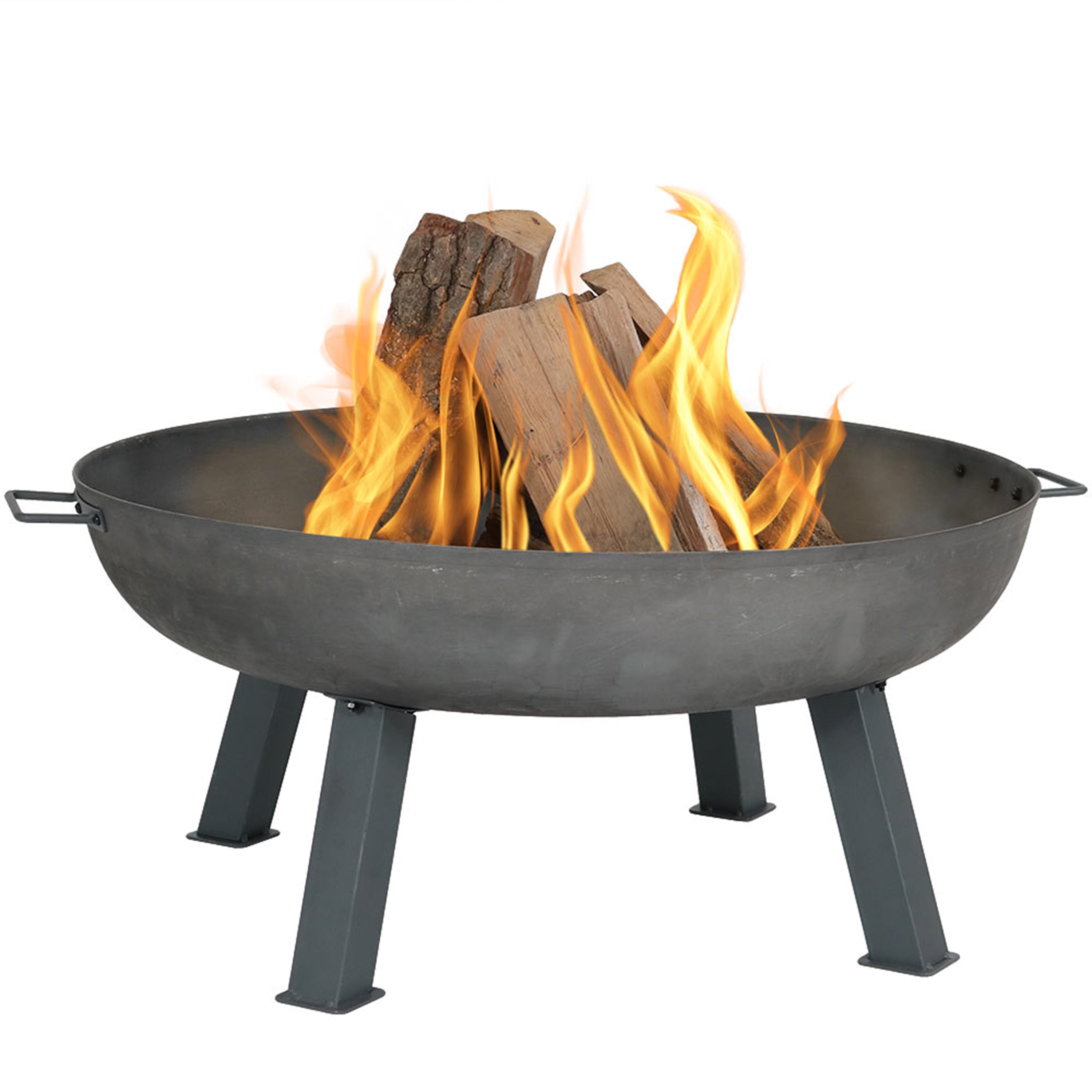  Sunnydaze Decor Camping or Backyard Round Cast Iron Rustic Fire Pit Bowl with Handles - Steel - Steel - Bonton