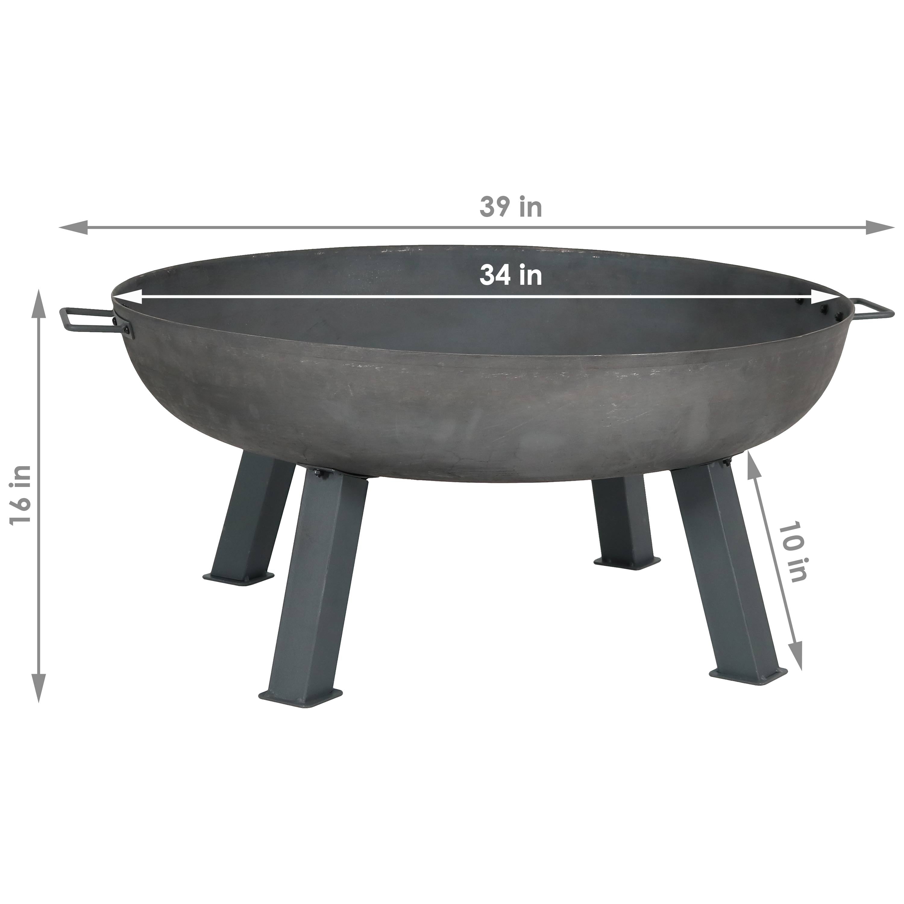  Sunnydaze Decor Camping or Backyard Round Cast Iron Rustic Fire Pit Bowl with Handles - Steel - Steel - Bonton