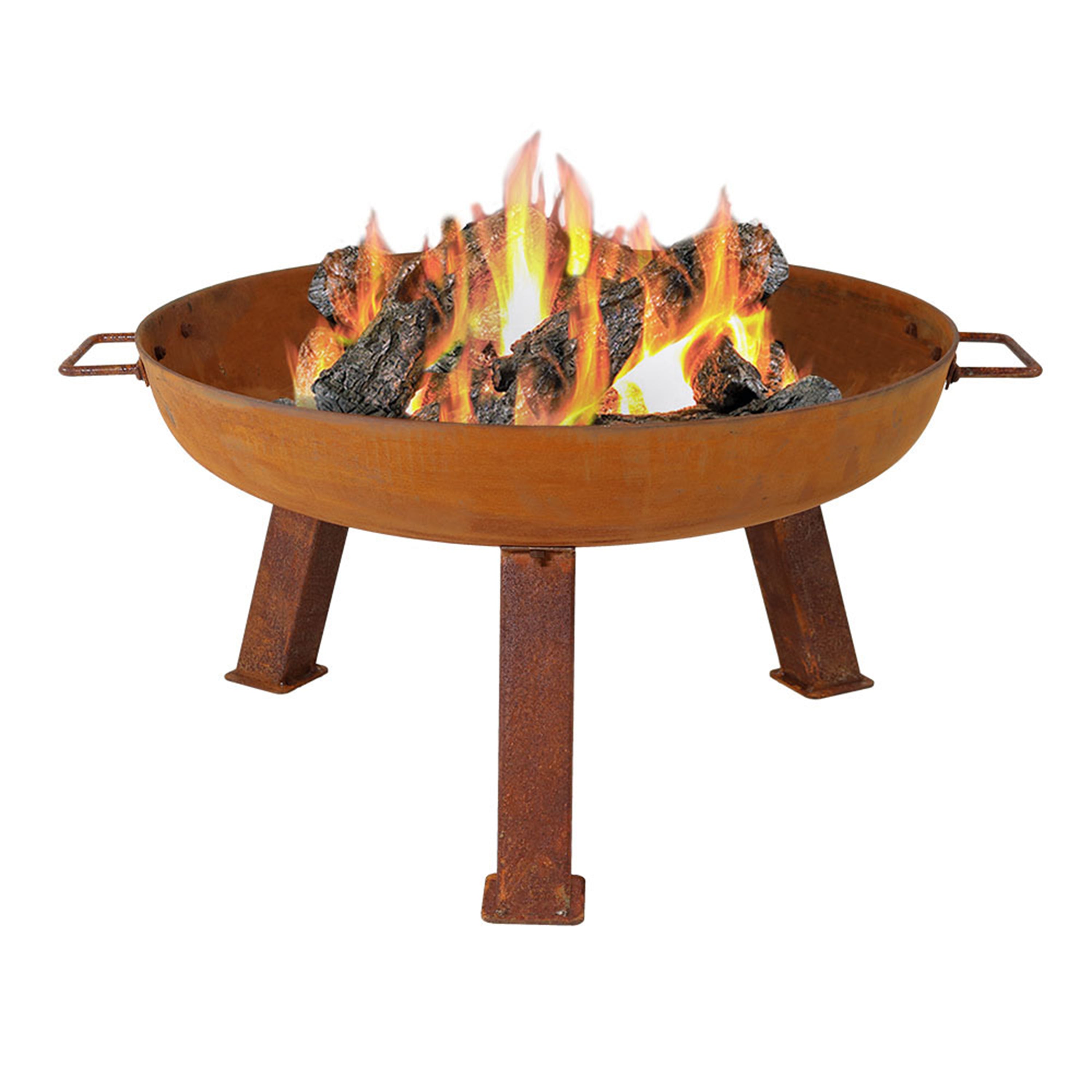  Sunnydaze Decor Camping or Backyard Round Cast Iron Rustic Fire Pit Bowl with Handles - Rust - Bonton