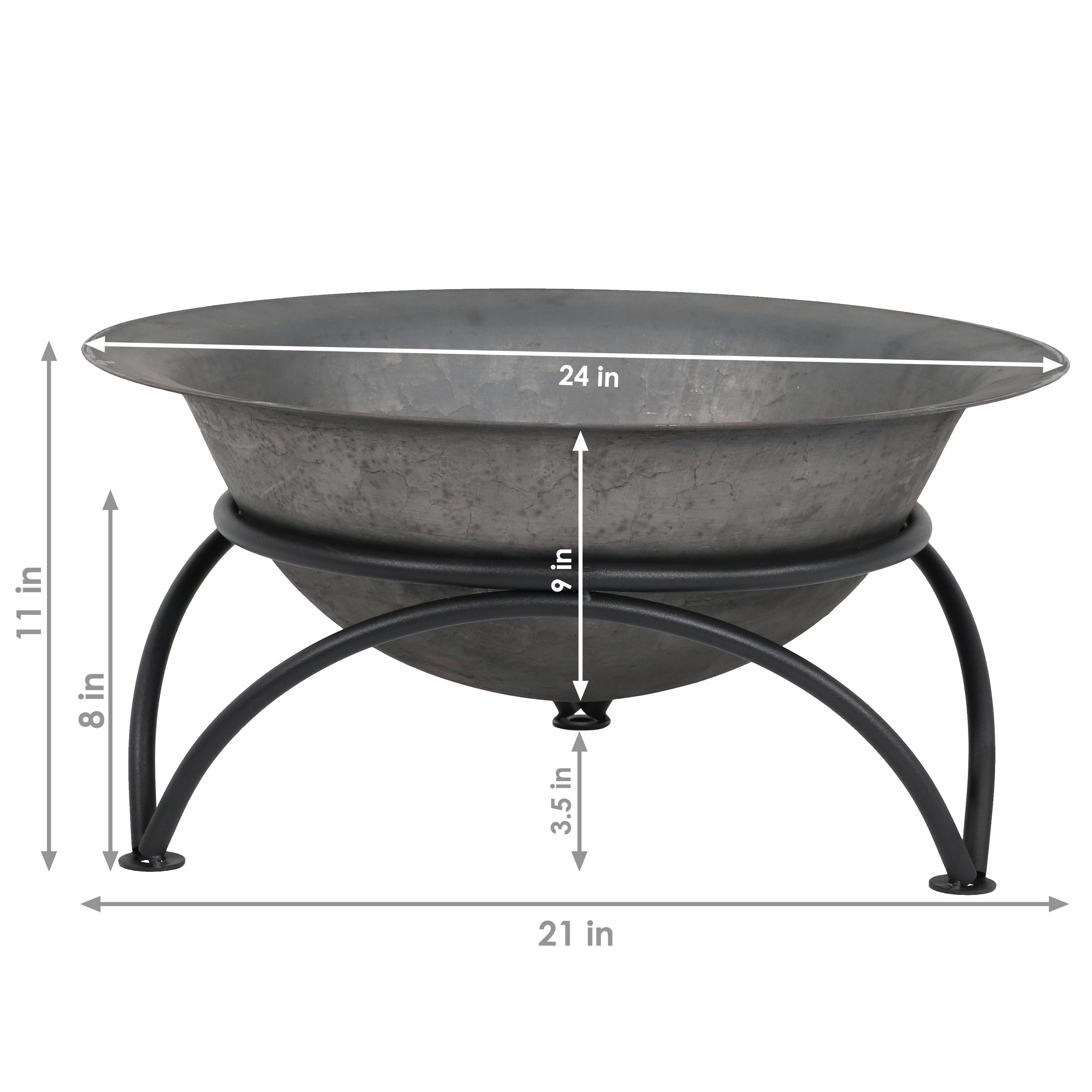  Sunnydaze Decor Camping or Backyard Round Cast Iron Rustic Fire Pit Bowl on Stand - 23.5