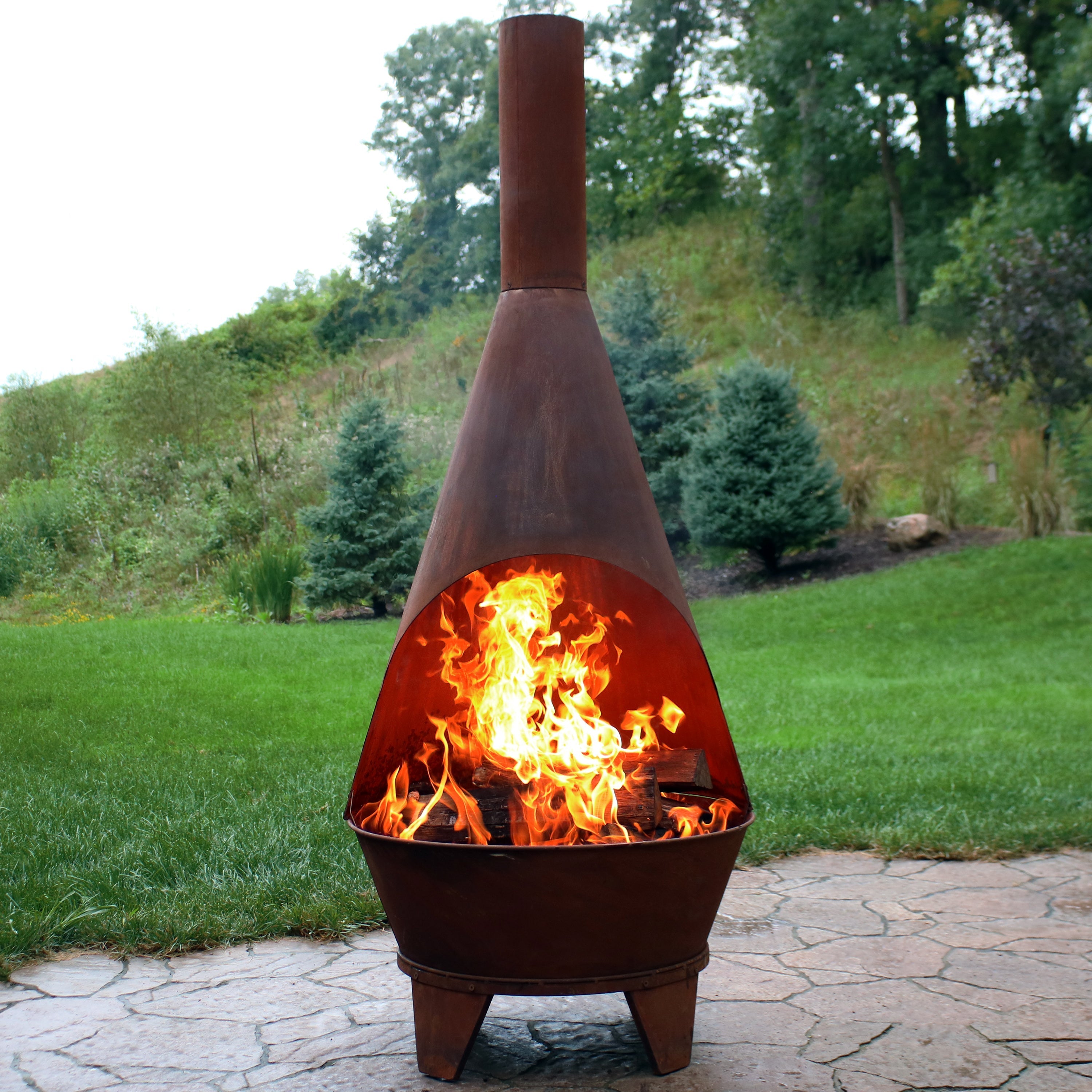  Sunnydaze Decor Backyard Patio Mexican Style Oxidized Steel Wood-Burning Fire Pit Chiminea - 6' - Rust - Bronze - Bonton