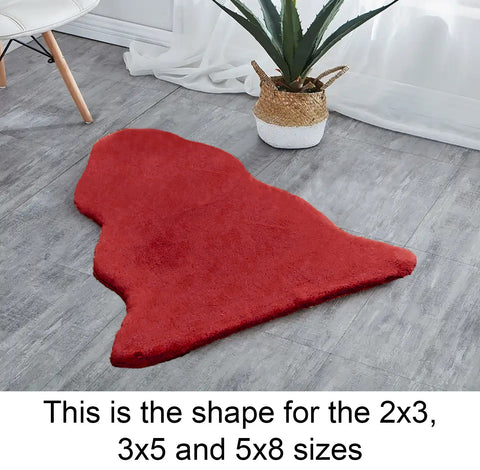 Red Faux Rabbit Fur Fuzzy Soft Fluffy Plush Cozy Shaggy Area Rug by Homemartgoods