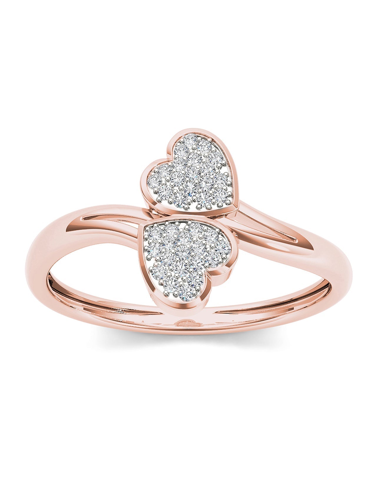  May & June 1/10ct TDW Diamond Dual Heart Bypass Ring - Pink - Bonton