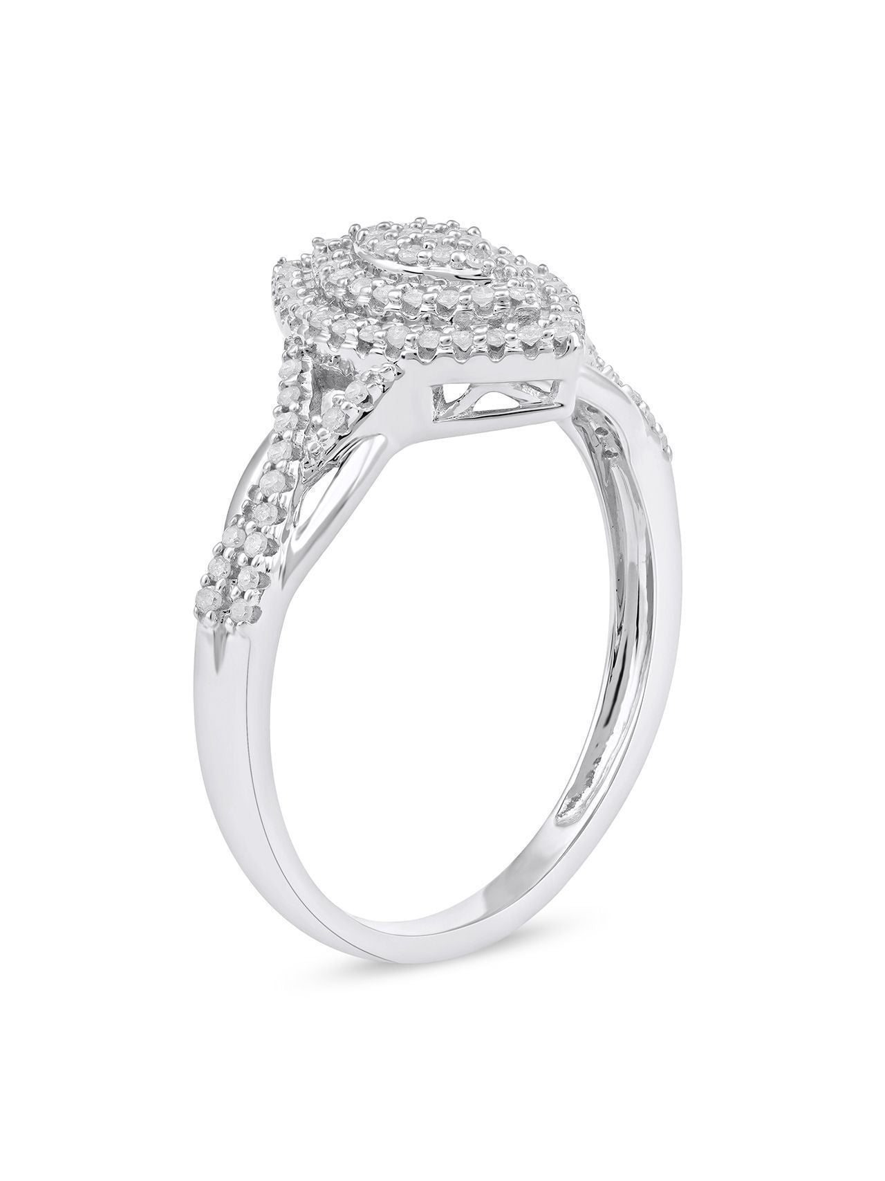  May & June 1/4-ct TDW Diamond Cluster Halo Ring - White - Bonton