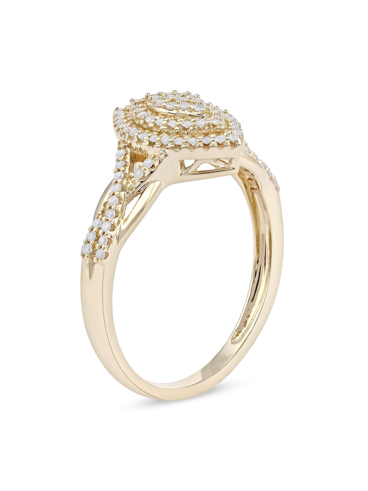  May & June 1/4-ct TDW Diamond Cluster Halo Ring - Yellow - Bonton