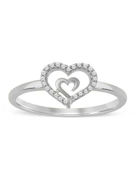 1/10ct TDW Diamond Dual Heart Fashion Ring