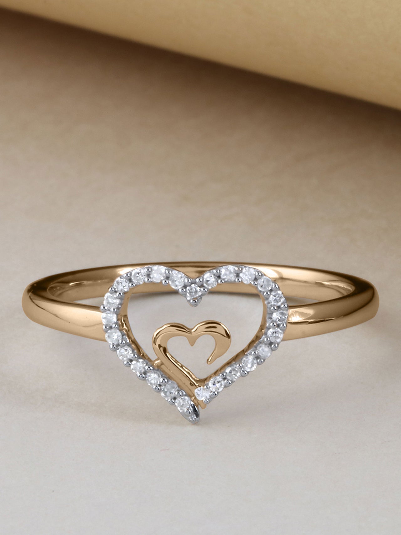  May & June 1/10ct TDW Diamond Dual Heart Fashion Ring - Pink - Bonton