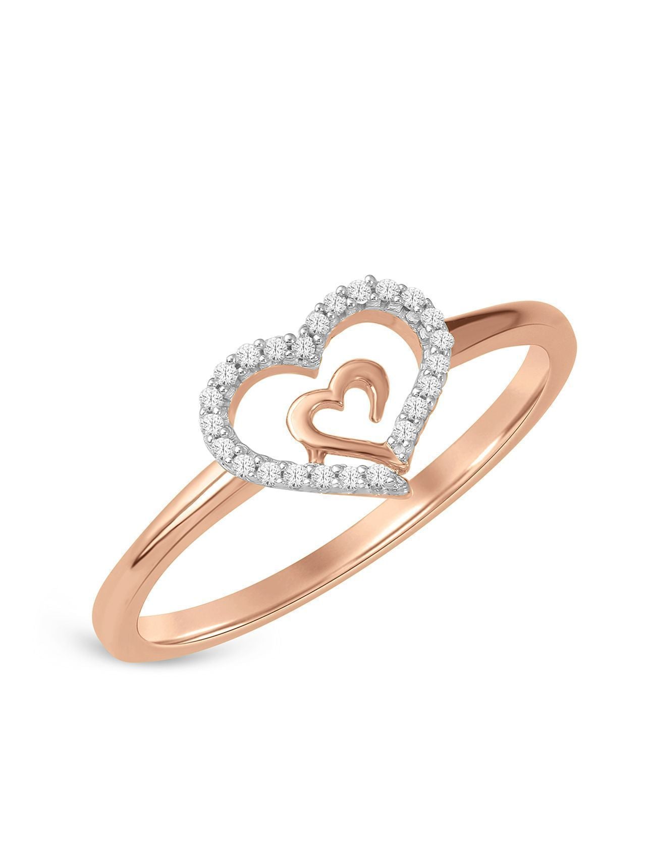  May & June 1/10-ct TDW Diamond Dual Heart Fashion Ring - White - Bonton