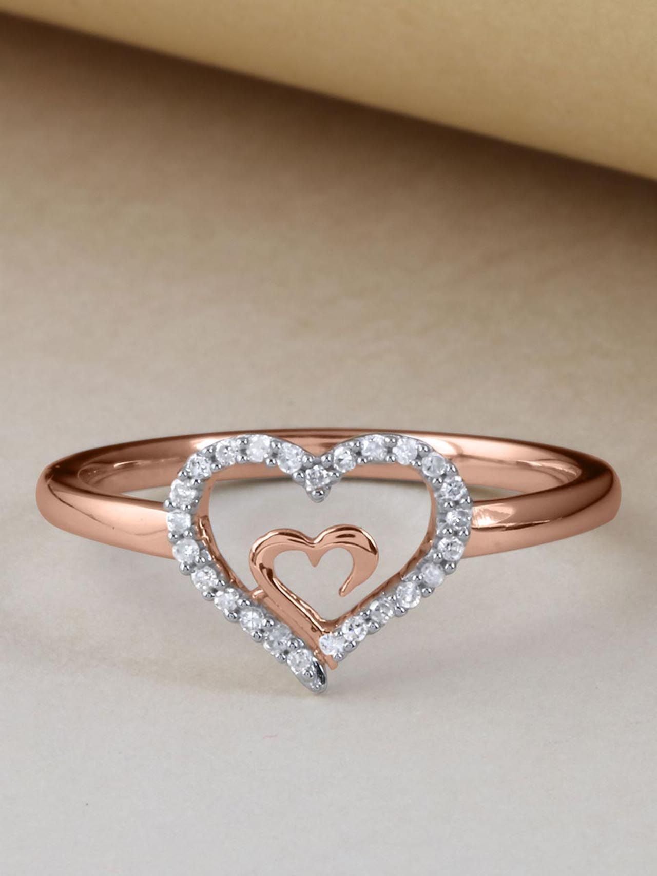  May & June 1/10-ct TDW Diamond Dual Heart Fashion Ring - Pink - Bonton