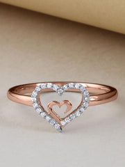 1/10-ct TDW Diamond Dual Heart Fashion Ring