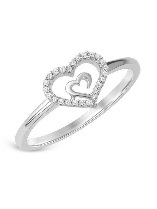 1/10ct TDW Diamond Dual Heart Fashion Ring