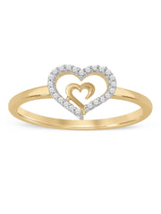 1/10ct TDW Diamond Dual Heart Fashion Ring