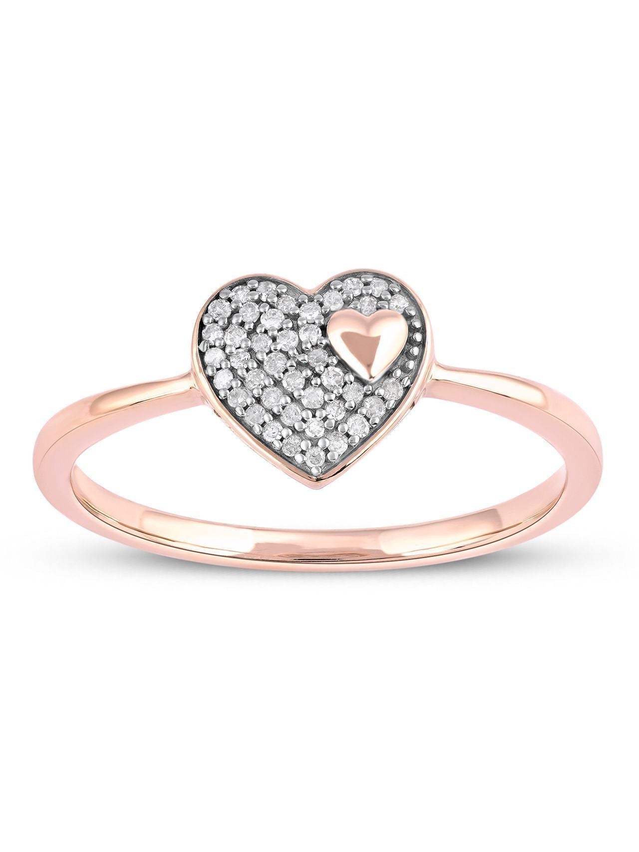  May & June 1/10ct TDW Diamond Composite Heart Shaped Ring - White - Bonton