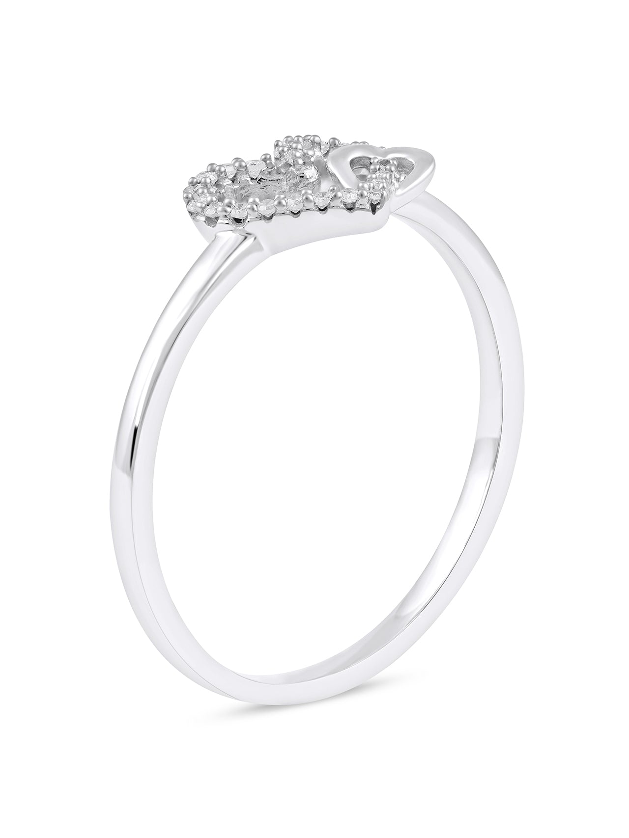  May & June 1/10-ct TDW Diamond Dual Heart Fashion Ring - White - Bonton