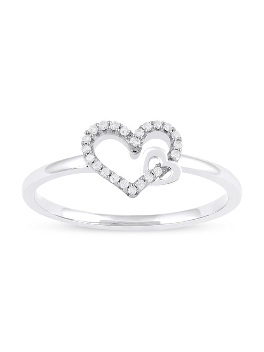 1/10-ct TDW Diamond Dual Heart Fashion Ring