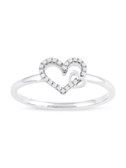 1/10-ct TDW Diamond Dual Heart Fashion Ring