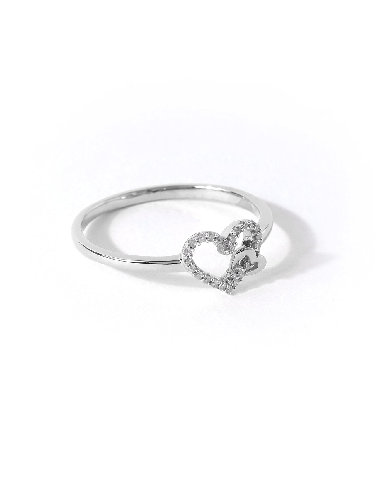  May & June 1/10-ct TDW Diamond Dual Heart Fashion Ring - White - Bonton