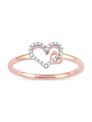 1/10-ct TDW Diamond Dual Heart Fashion Ring