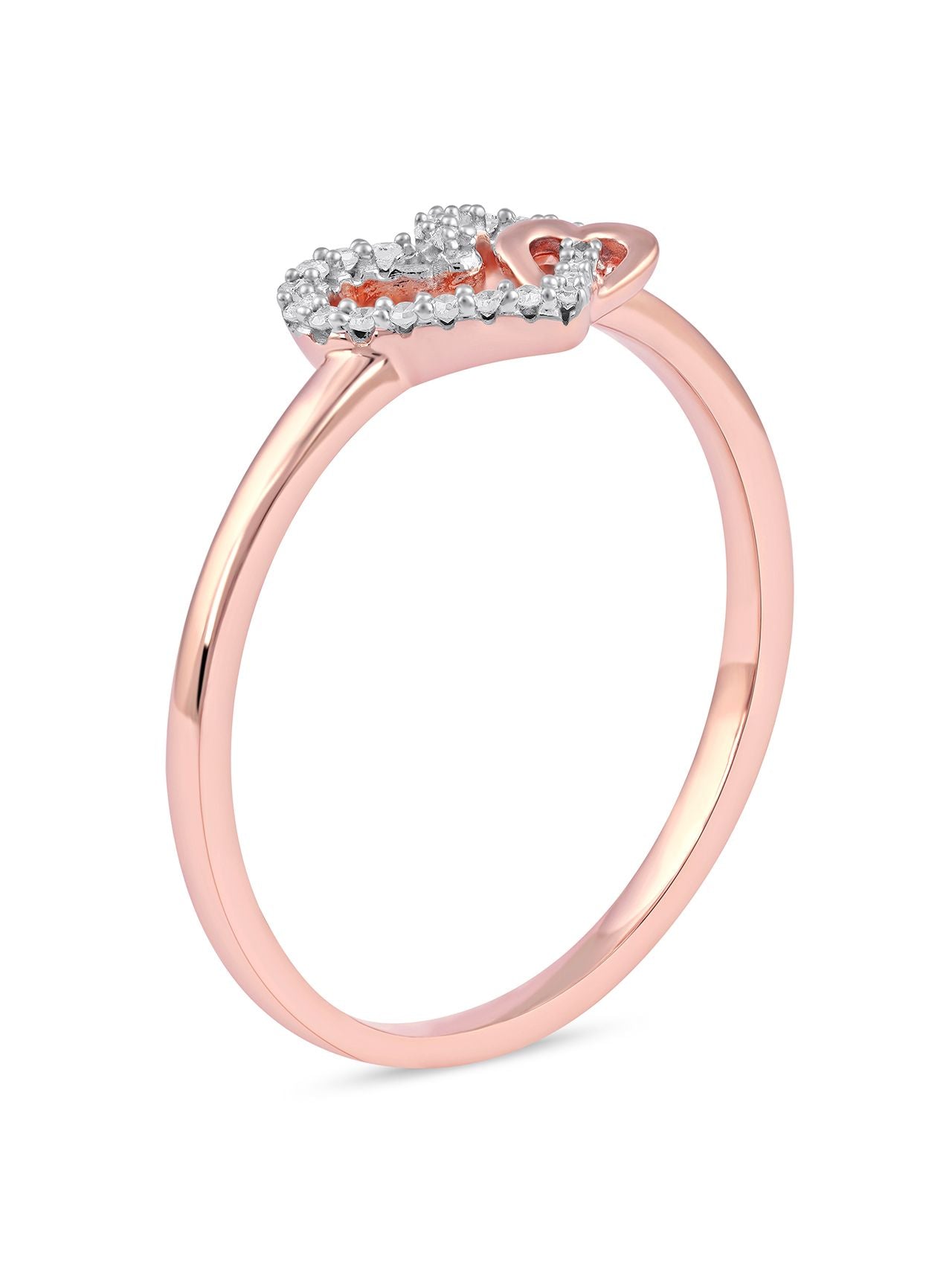  May & June 1/10-ct TDW Diamond Dual Heart Fashion Ring - Pink - Bonton