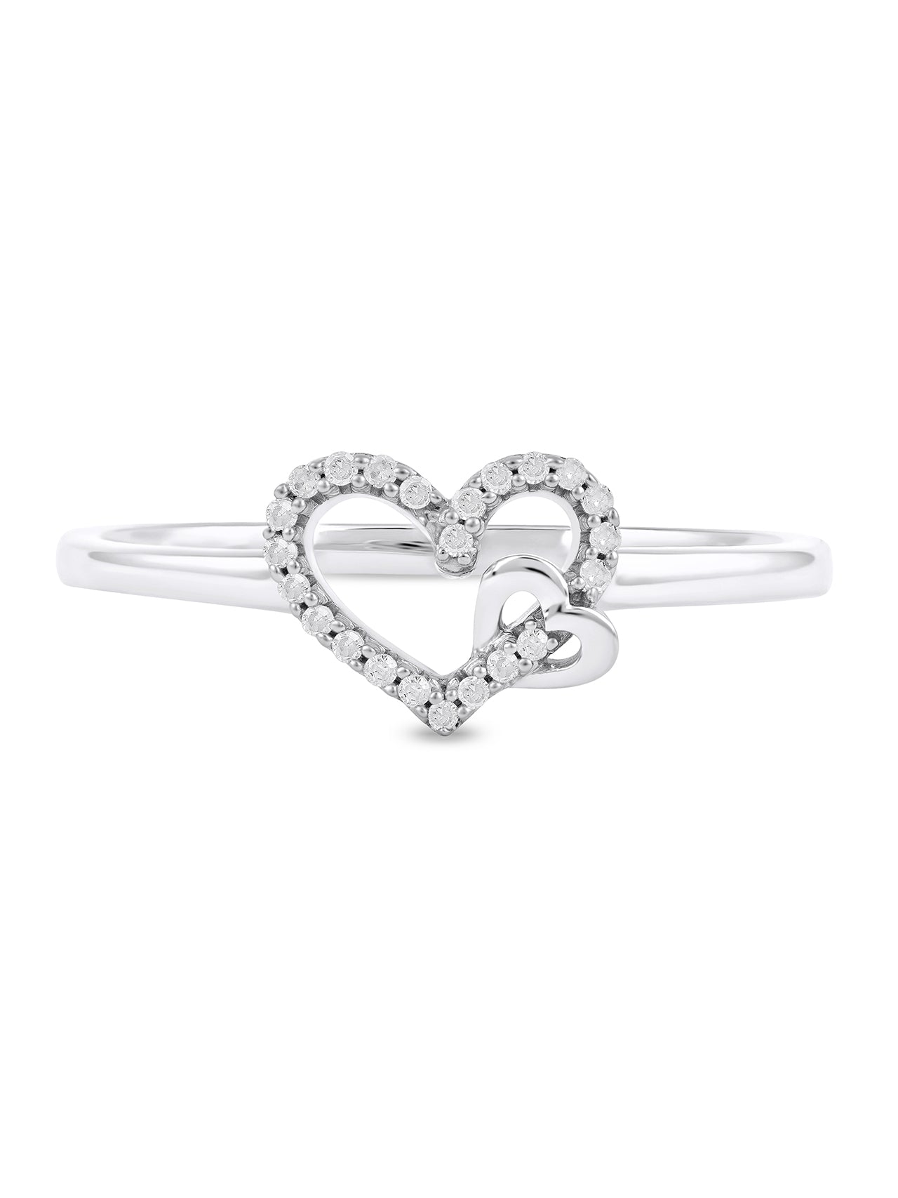  May & June 1/10-ct TDW Diamond Dual Heart Fashion Ring - White - Bonton