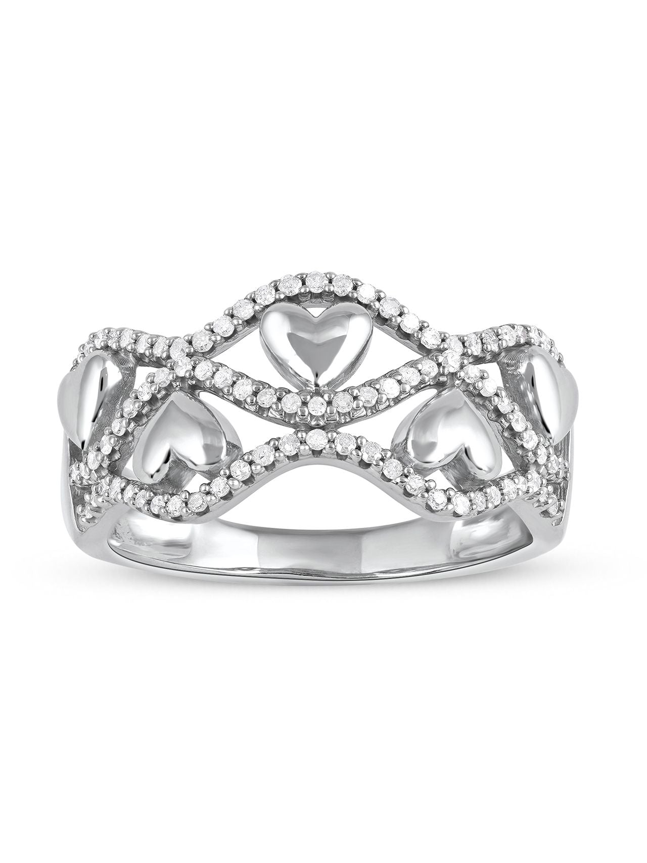  May & June 1/5ct TDW Diamond Heart Fashion Ring - White - Bonton