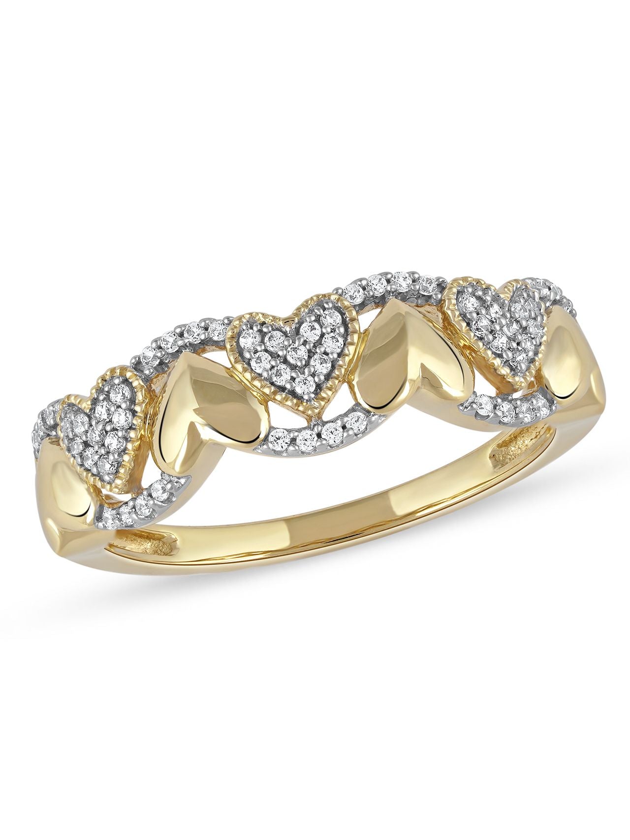  May & June 1/6ct TDW Diamond Heart Fashion Ring - Yellow - Bonton